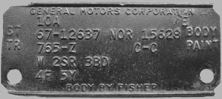 1967 NOR Cowl Tag